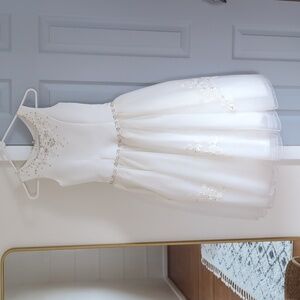 White Communion Wedding or Formal Dress & Headpiece Girls Size 10